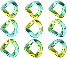 50pcs 40x35mm Gradient Metallic Color Acrylic Linking Rings Quick Chain Links Connectors for DIY Craft Handbag Purse Strap Necklace Bracelet Jewelry Making (Green to Yellow)