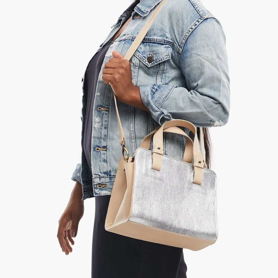 Able Axum Satchel silver/bone leather