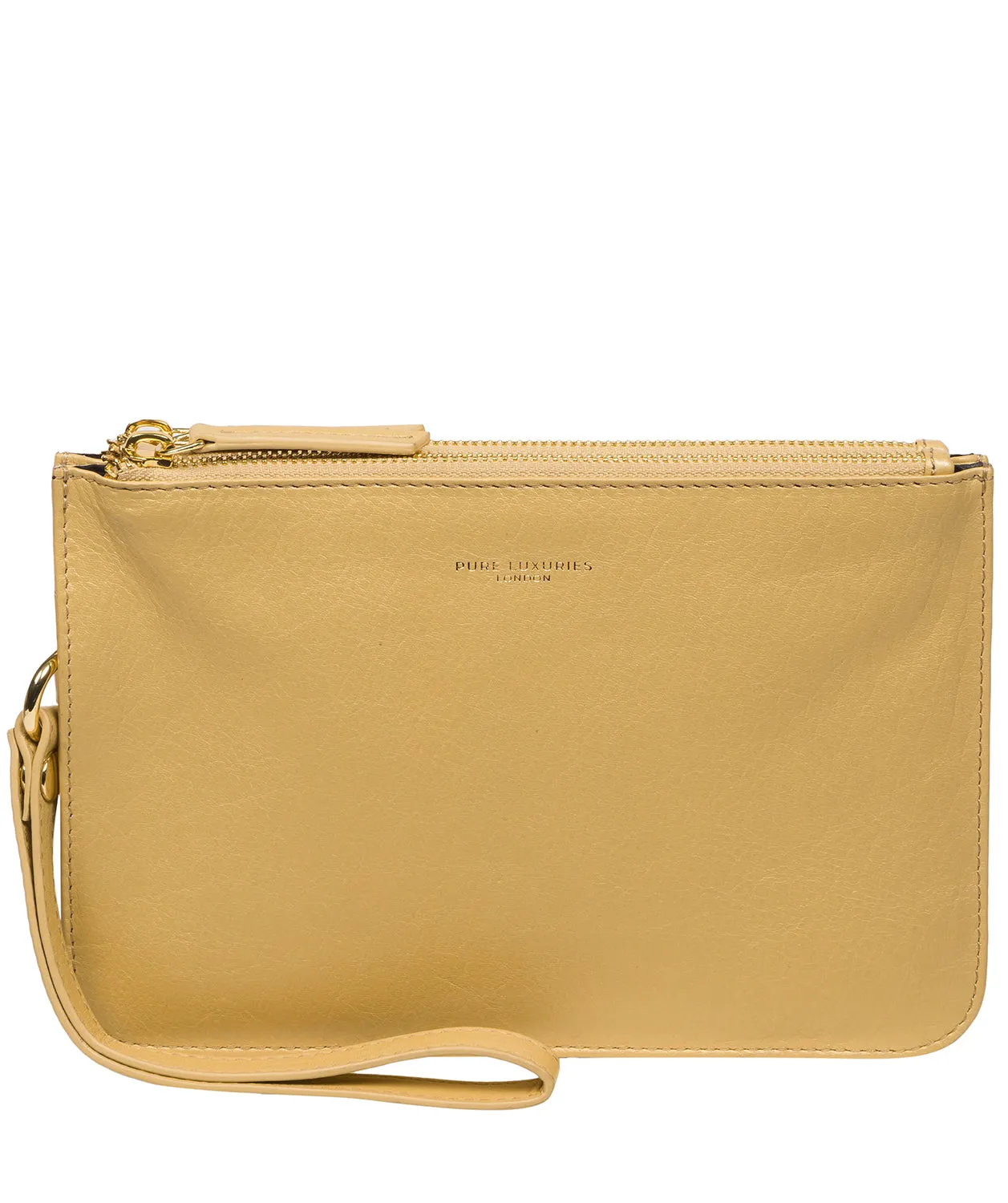 'Addison' Metallic Gold Nappa Leather Clutch Bag