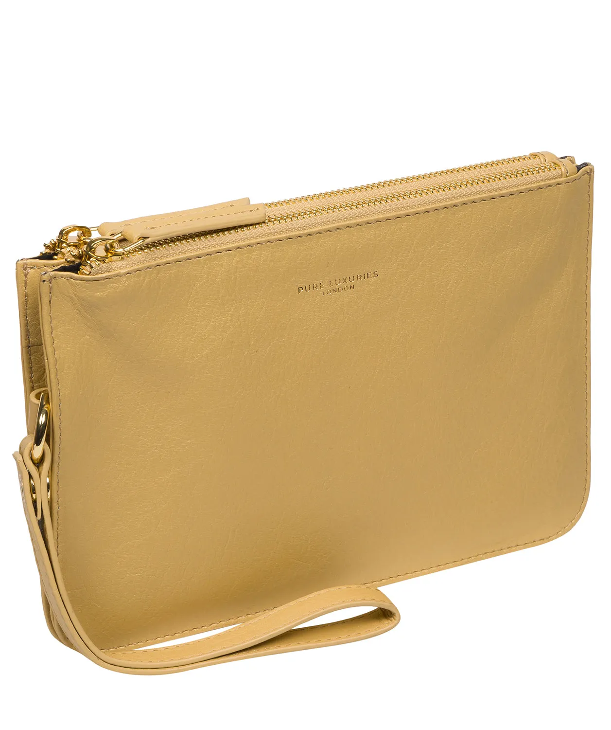 'Addison' Metallic Gold Nappa Leather Clutch Bag