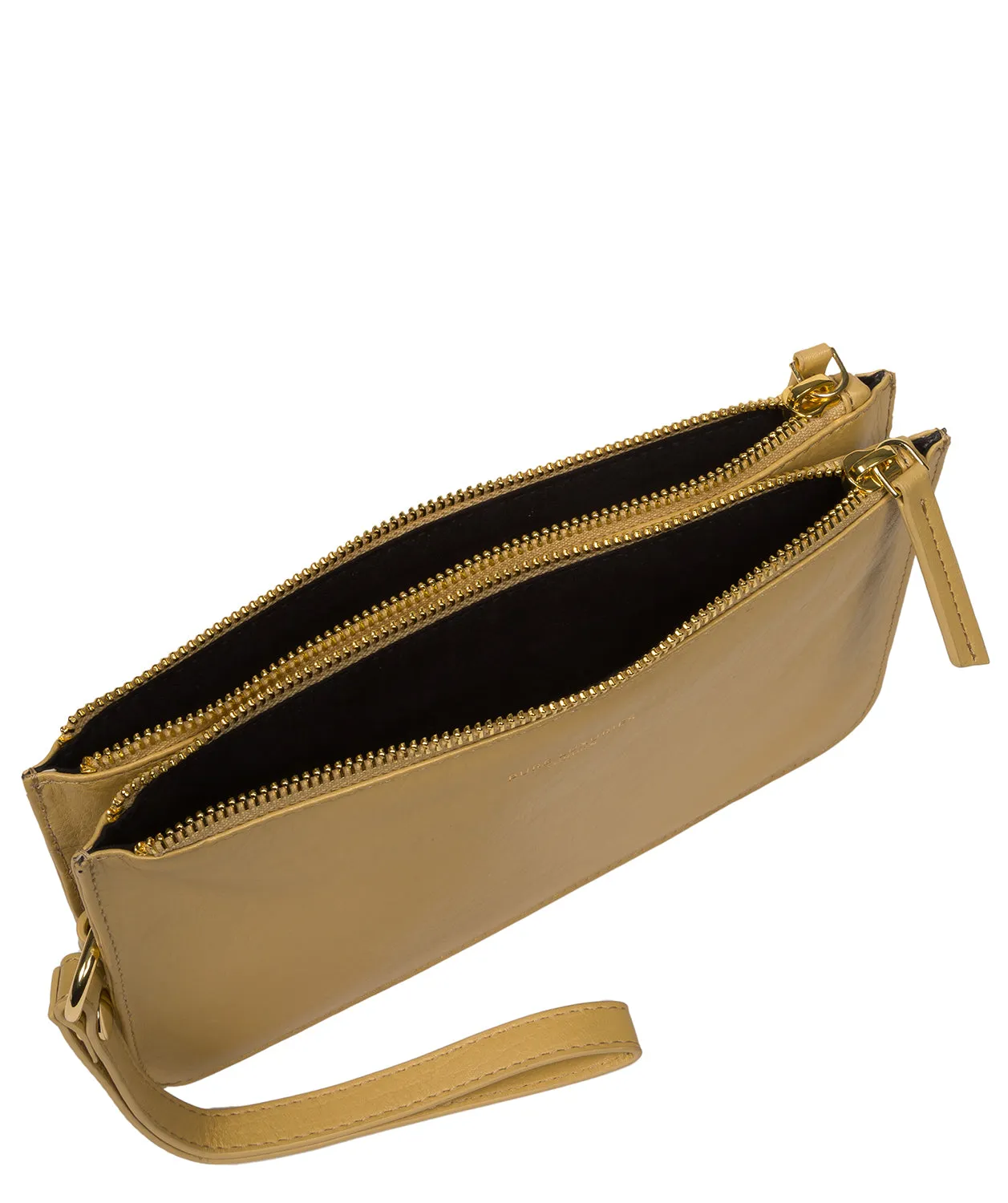 'Addison' Metallic Gold Nappa Leather Clutch Bag