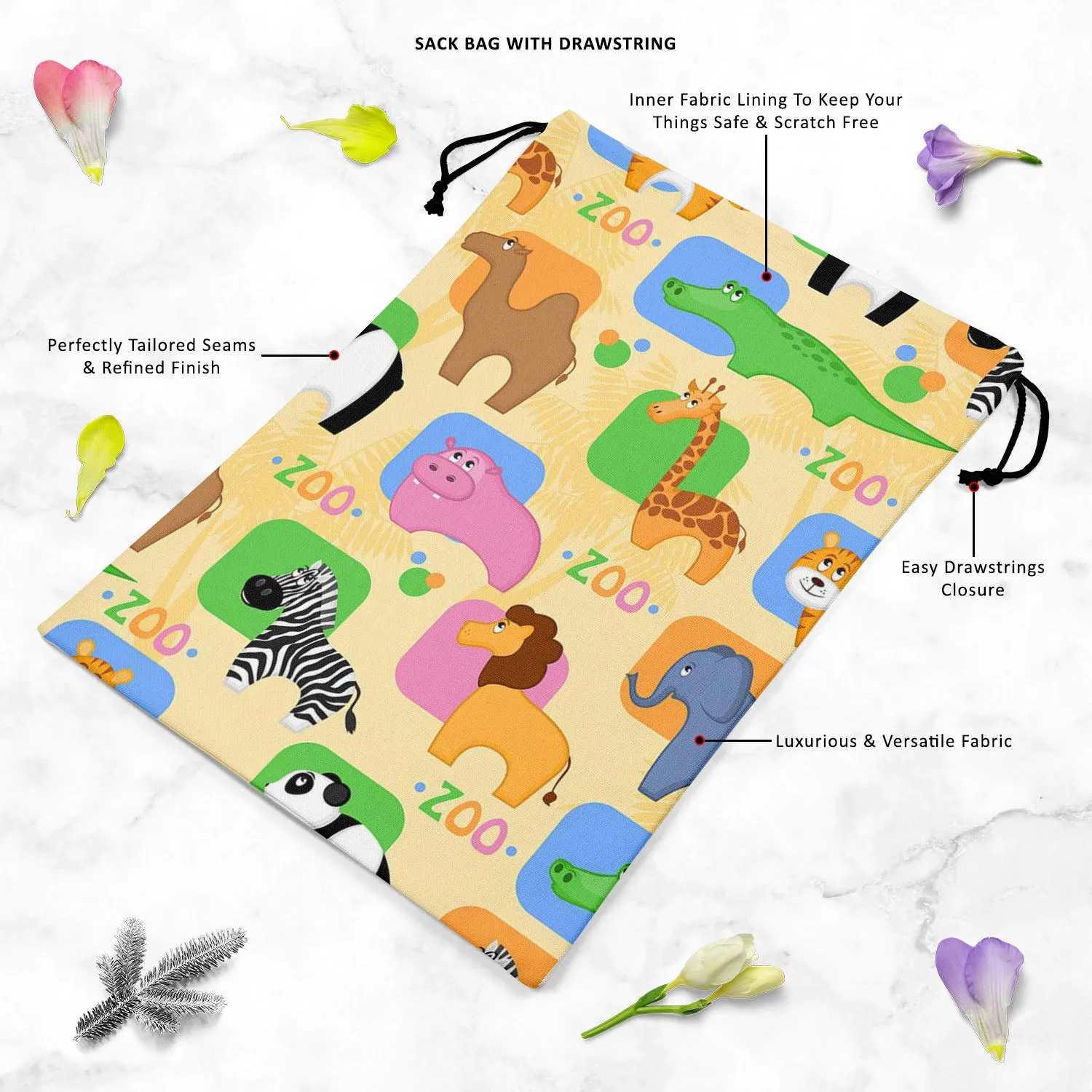 African Animals D1 Reusable Sack Bag | Bag for Gym, Storage, Vegetable & Travel