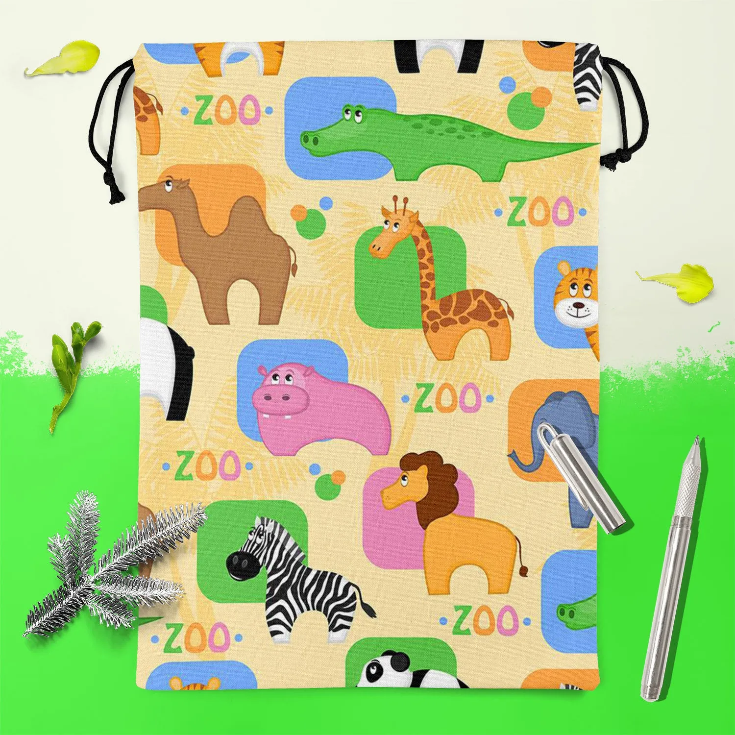 African Animals D1 Reusable Sack Bag | Bag for Gym, Storage, Vegetable & Travel