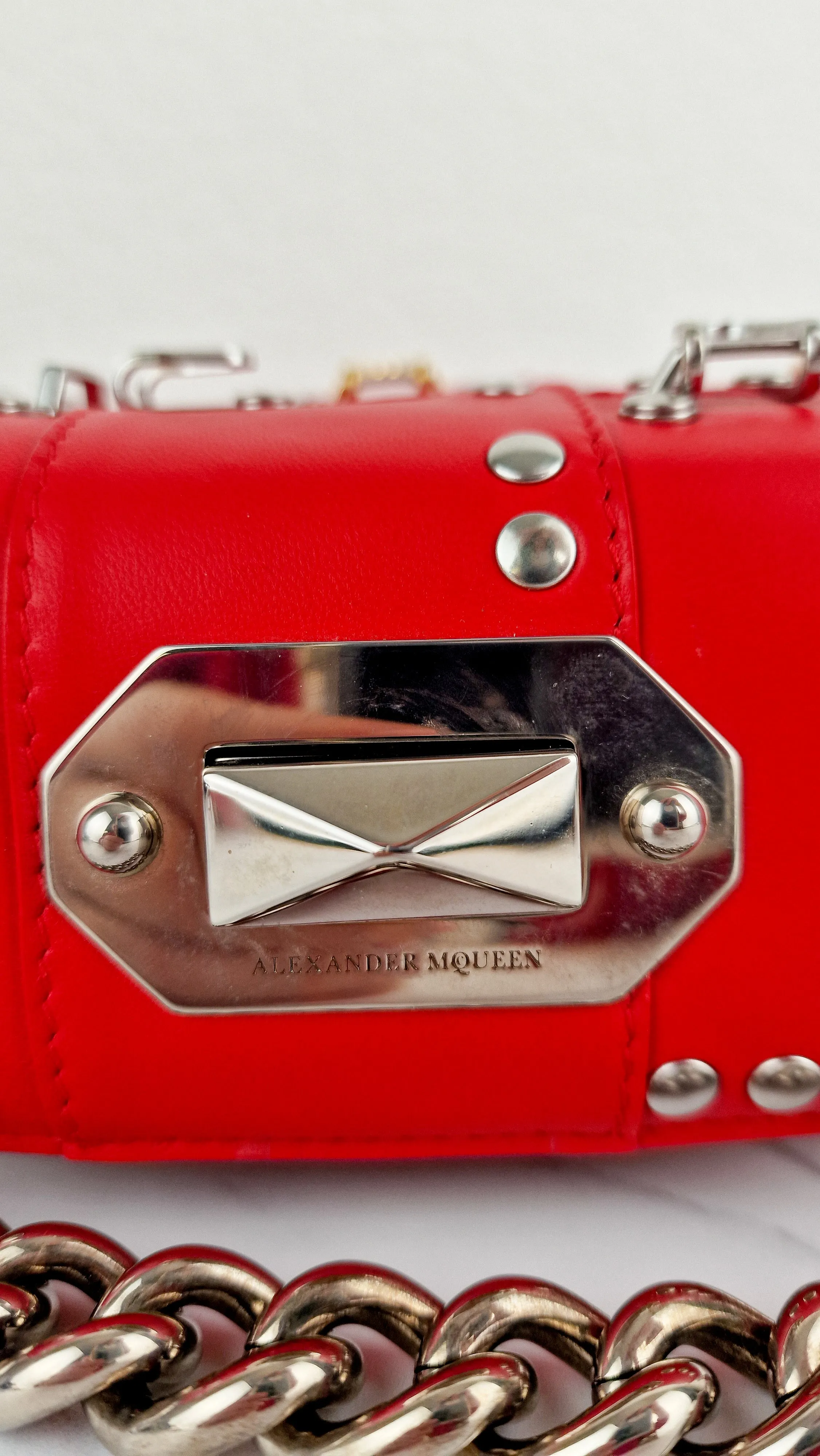 Alexander McQueen Lust Red Nano 16 Box Bag Hooks & Studs Handbag Crossbody Bag