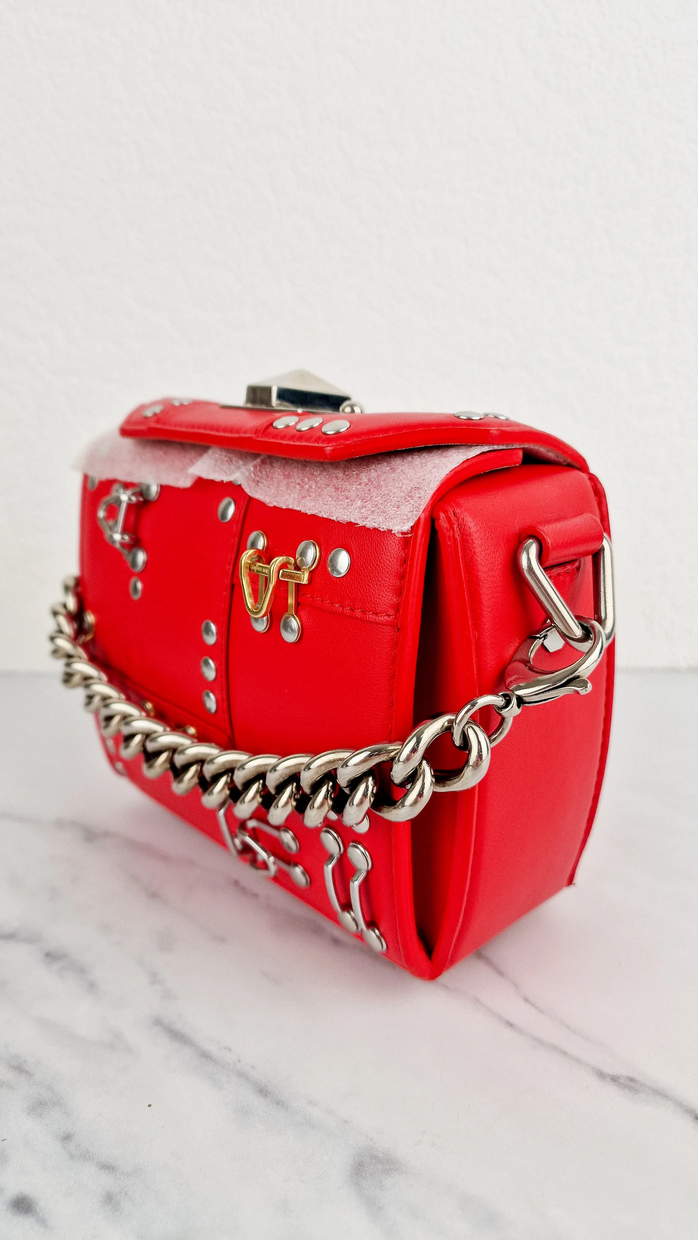 Alexander McQueen Lust Red Nano 16 Box Bag Hooks & Studs Handbag Crossbody Bag