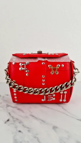 Alexander McQueen Lust Red Nano 16 Box Bag Hooks & Studs Handbag Crossbody Bag