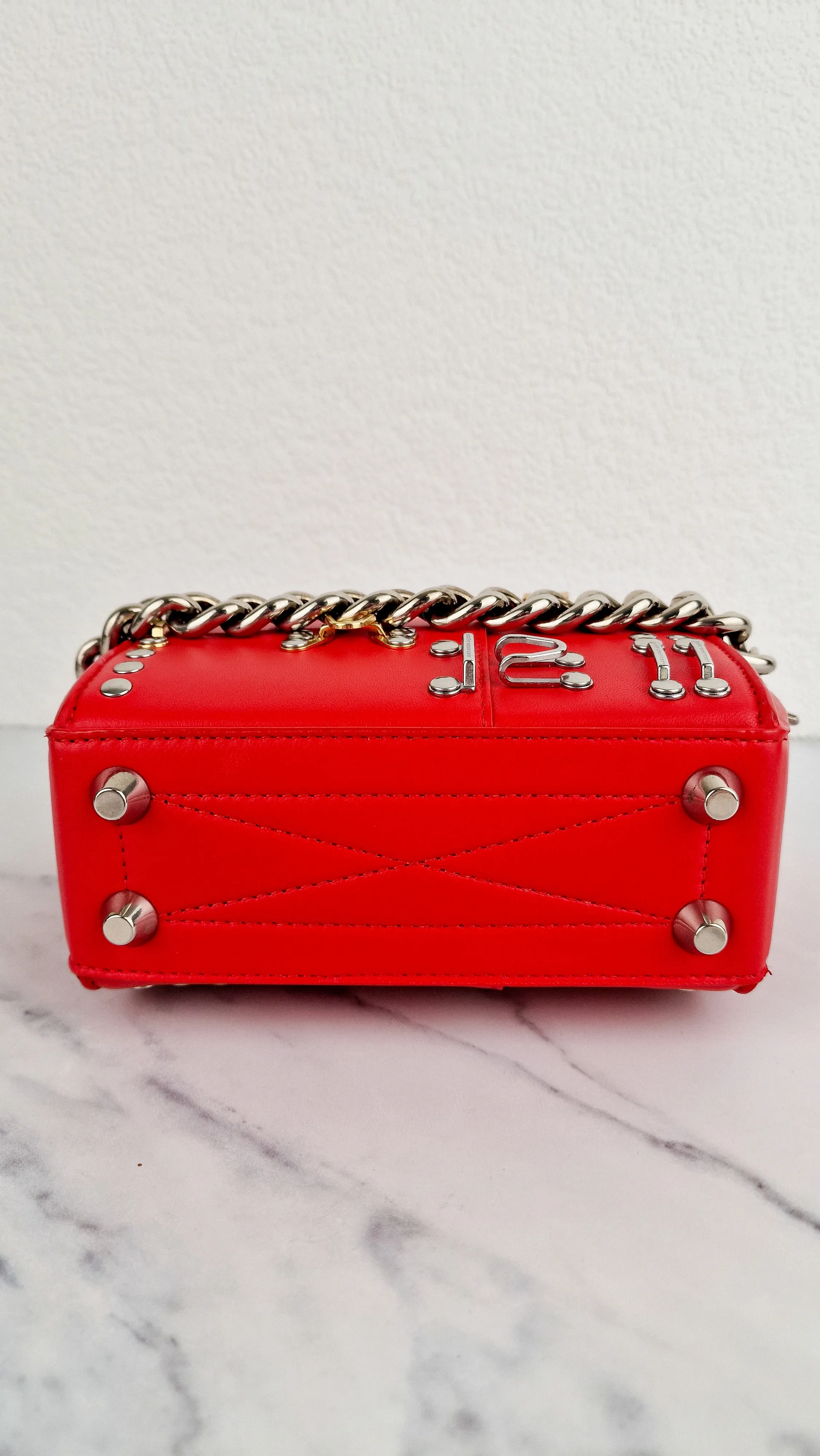 Alexander McQueen Lust Red Nano 16 Box Bag Hooks & Studs Handbag Crossbody Bag