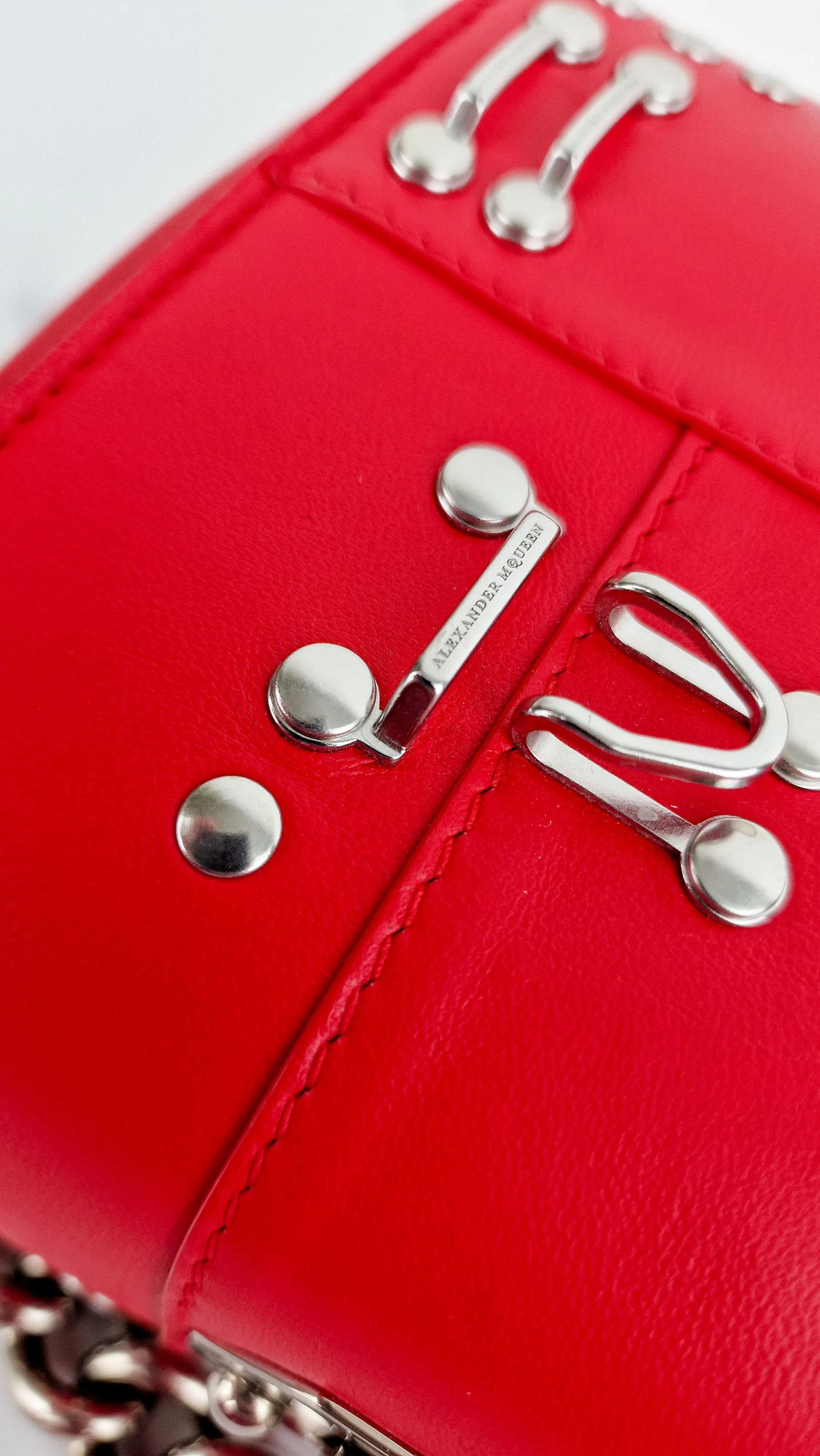 Alexander McQueen Lust Red Nano 16 Box Bag Hooks & Studs Handbag Crossbody Bag