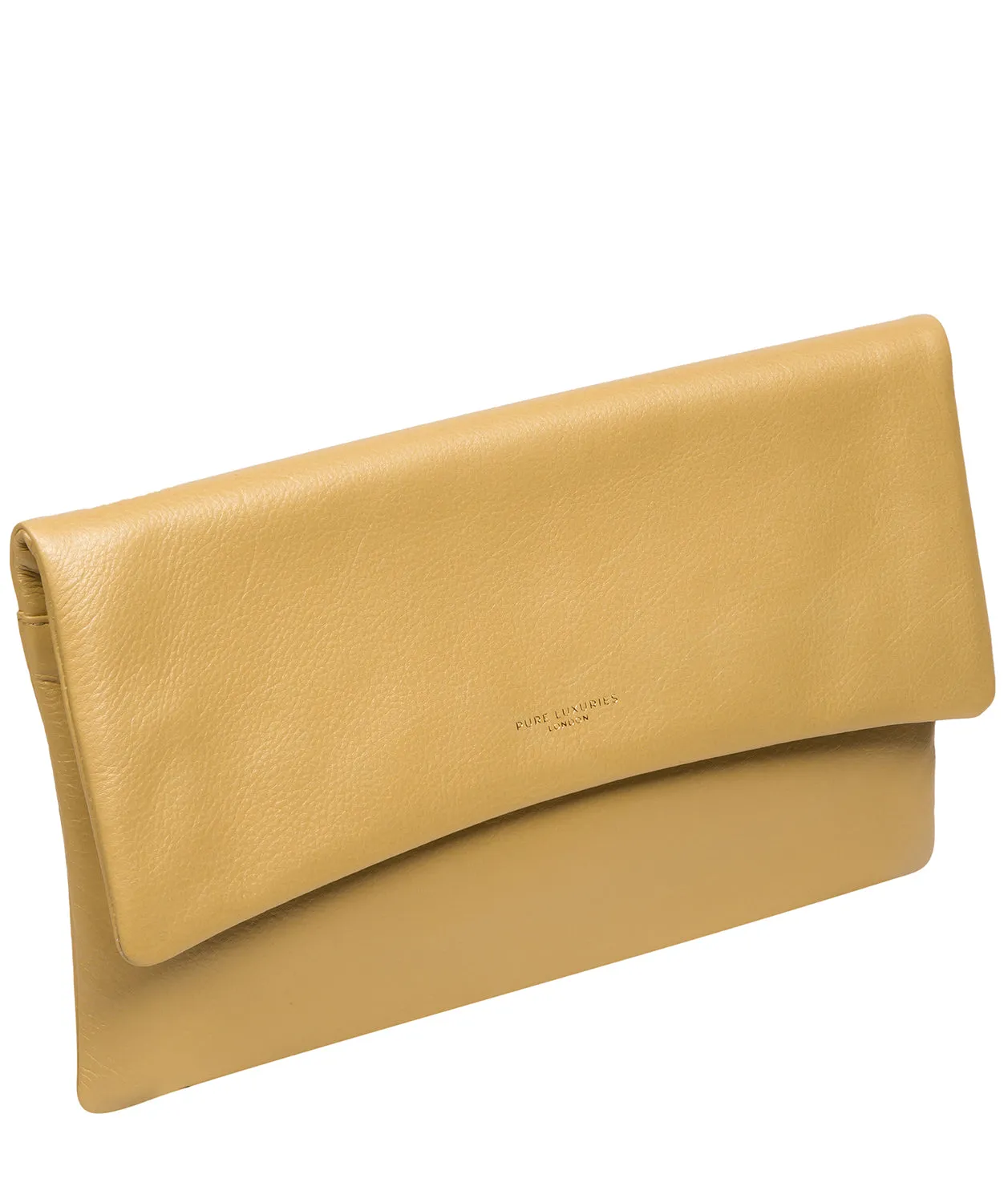 'Amelia' Metallic Gold Leather Clutch Bag