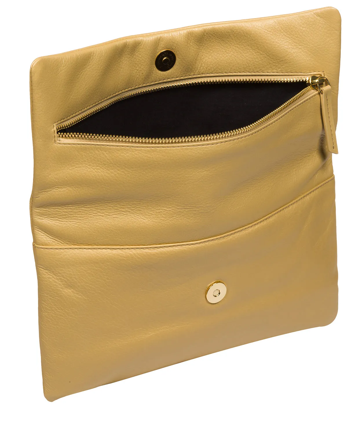 'Amelia' Metallic Gold Leather Clutch Bag