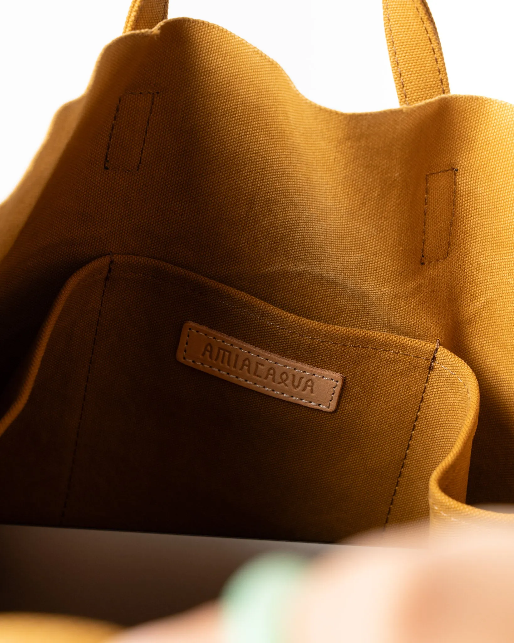 Amiacalva Washed Canvas 2 Way Messenger Bag S in Mustard