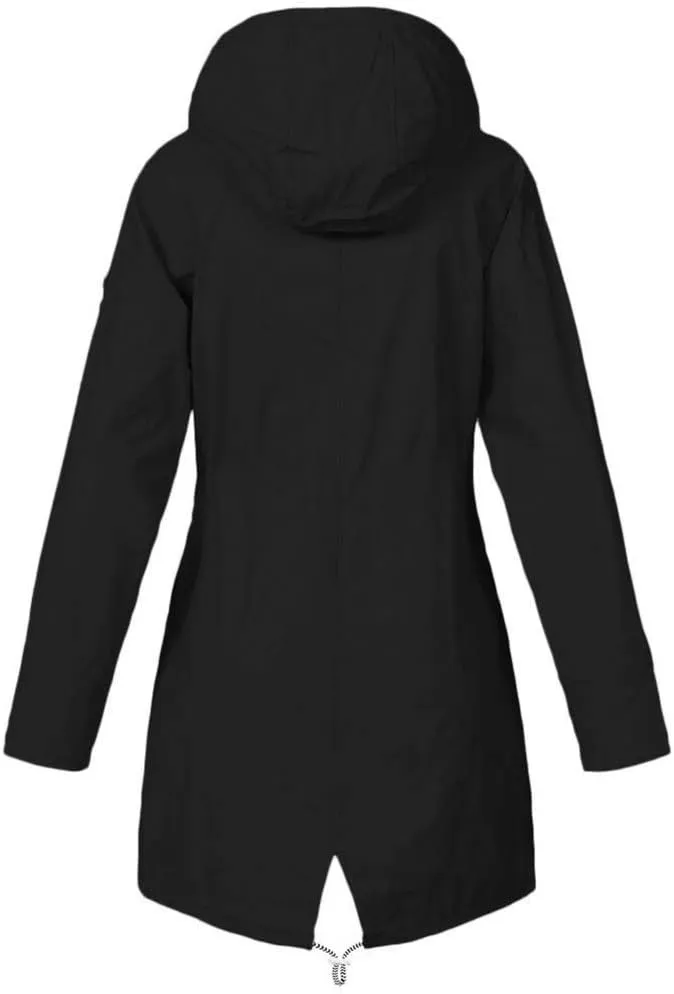 Aniywn Hooded Jacket Women Fall Solid Rain Jacket Outdoor Raincoat Windproof Plus Size Zipper Waterproof Outerwear Tops