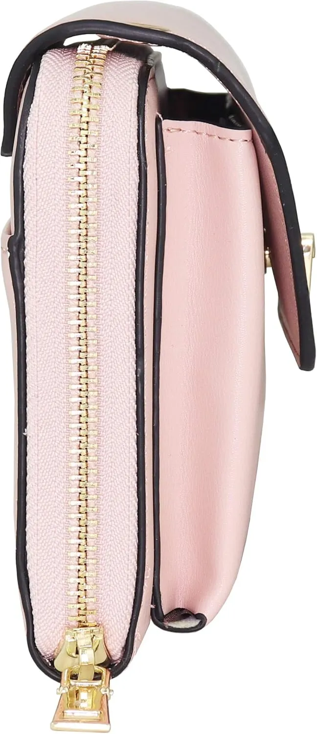 B BRENTANO Vegan Envelope Clutch Wallet Crossbody Purse with Chain Strap