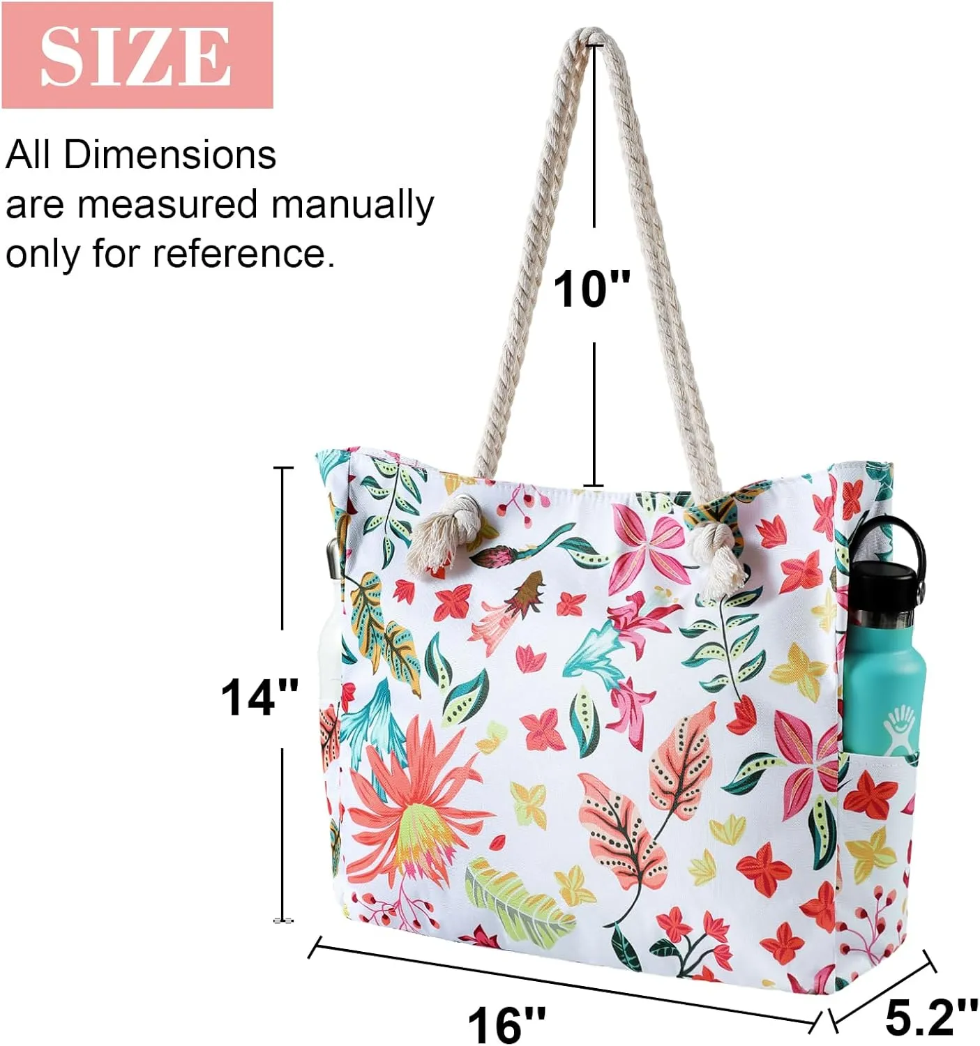 Beach Bags for Women - Large Beach Tote Bag Waterproof Sandproof with Zipper, Swiming Pool Bag Large Tote