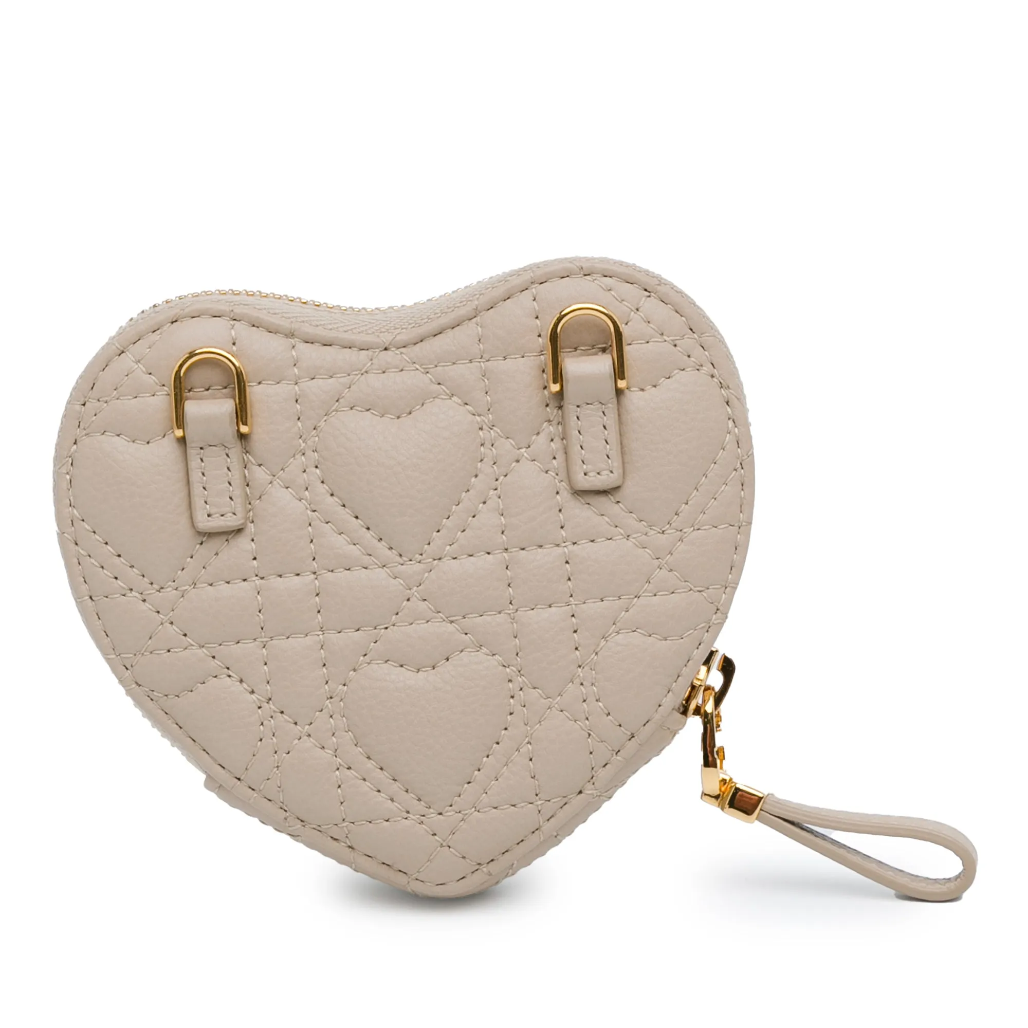Beige Dior DiorAmour Caro Heart Pouch with Chain Crossbody Bag