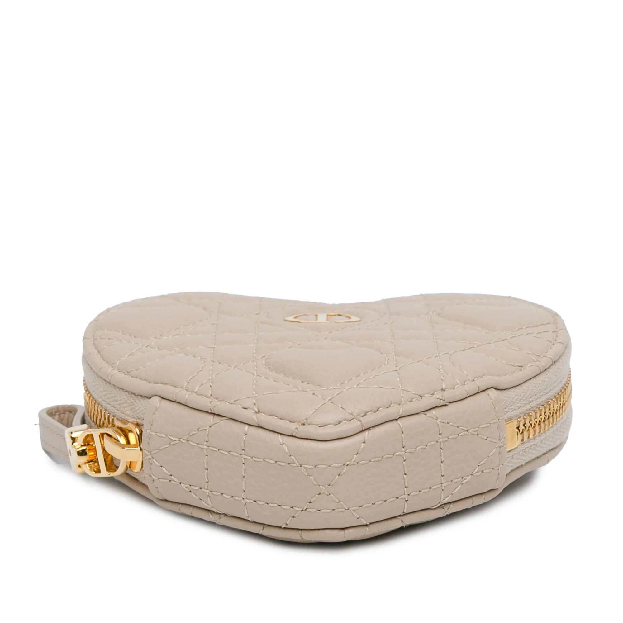 Beige Dior DiorAmour Caro Heart Pouch with Chain Crossbody Bag