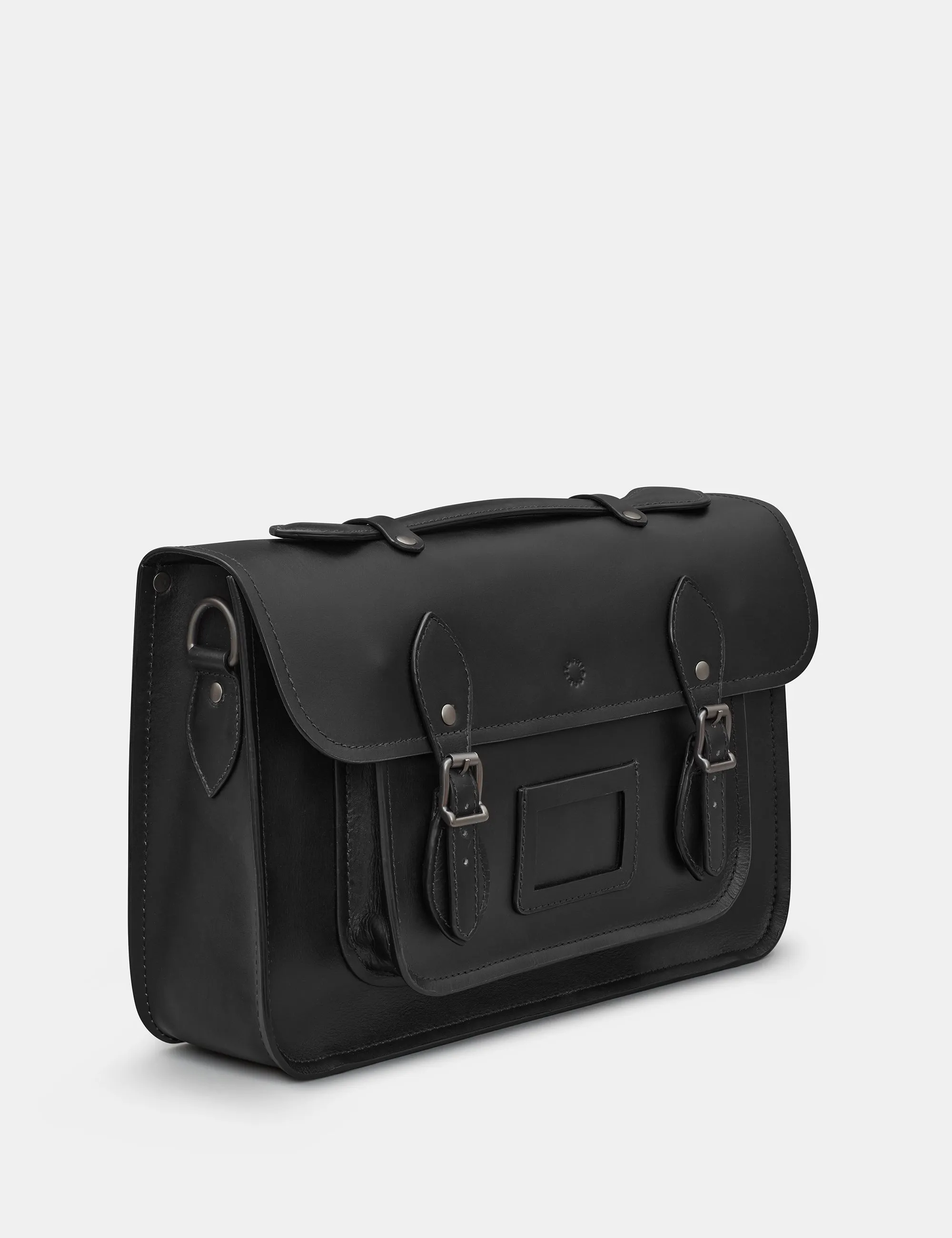 Belforte 14" Black Leather Satchel Bag