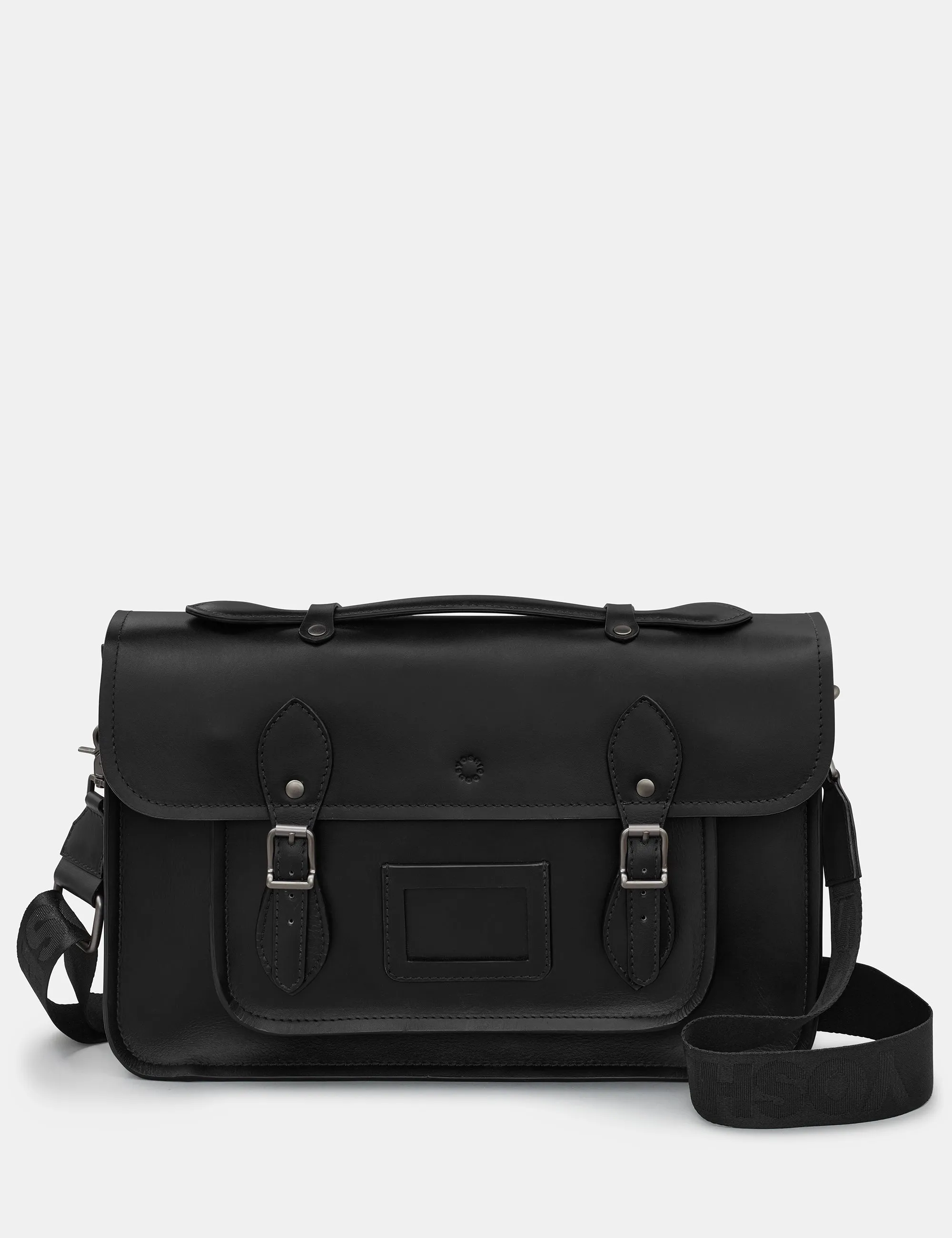 Belforte 14" Black Leather Satchel Bag