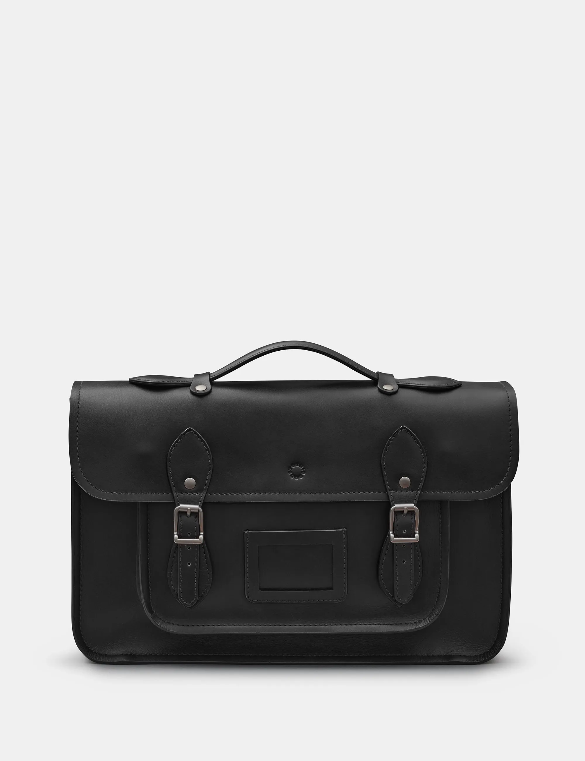 Belforte 14" Black Leather Satchel Bag