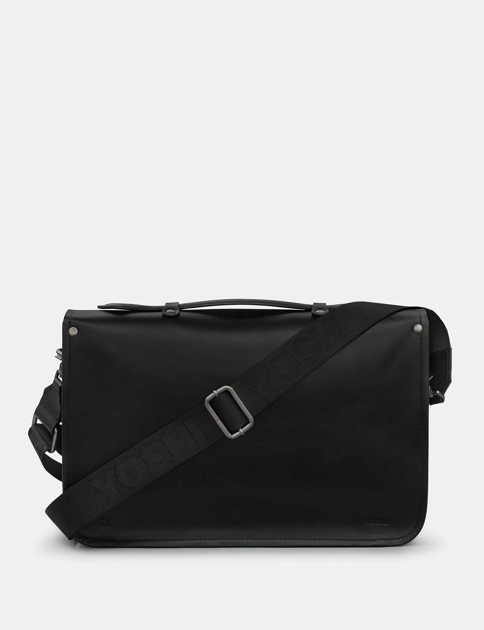 Belforte 14" Black Leather Satchel Bag
