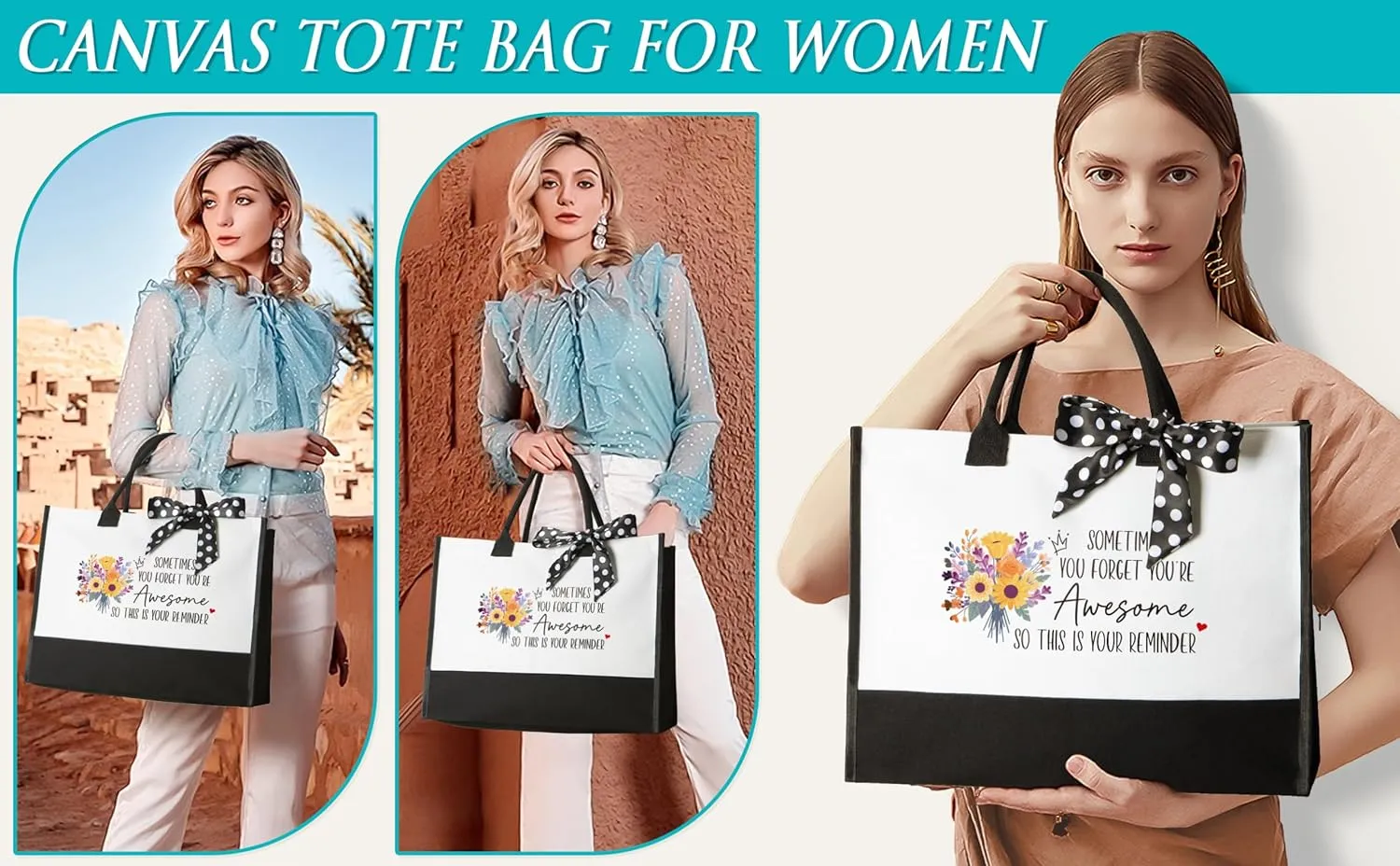 Birthday Gifts for Women Friendship, Inspirational Self Care Gifts Basket for Women Thank You Gifts, Unique Mothers Day Gifts for Mom Her Best Friend Sister Coworker Nurse Teacher w/Canvas Tote Bag