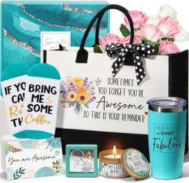 Birthday Gifts for Women Friendship, Inspirational Self Care Gifts Basket for Women Thank You Gifts, Unique Mothers Day Gifts for Mom Her Best Friend Sister Coworker Nurse Teacher w/Canvas Tote Bag