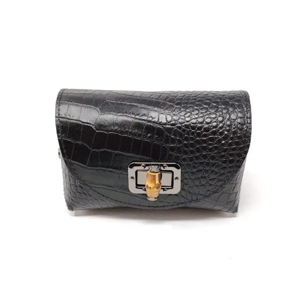 Black Genuine Leather Crossbody Handbag