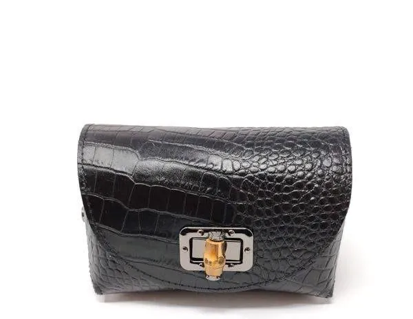 Black Genuine Leather Crossbody Handbag