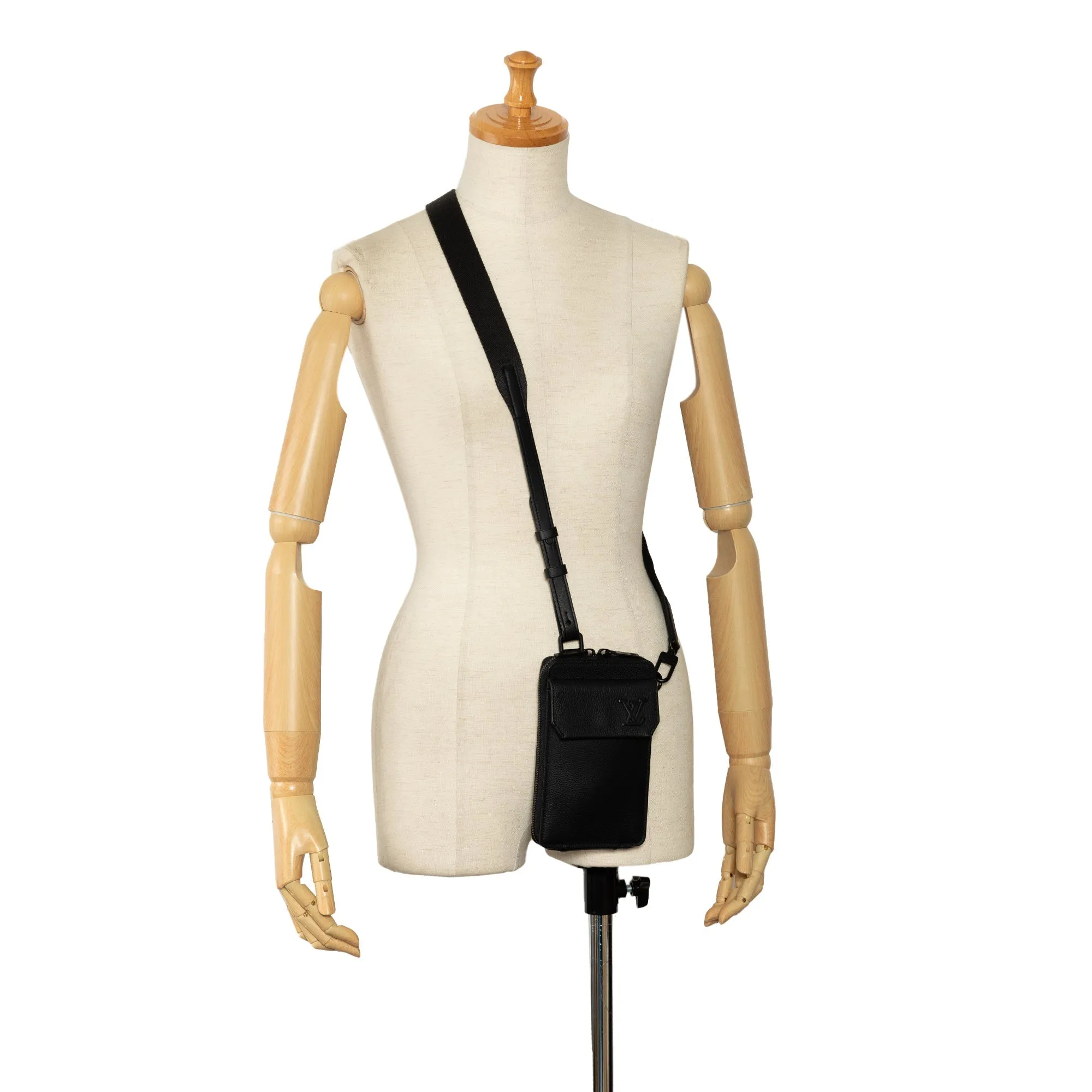 Black Louis Vuitton Aerogram Phone Pouch Crossbody Bag