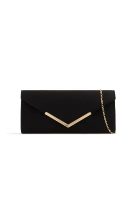 Black Suede Envelope Clutch Bag
