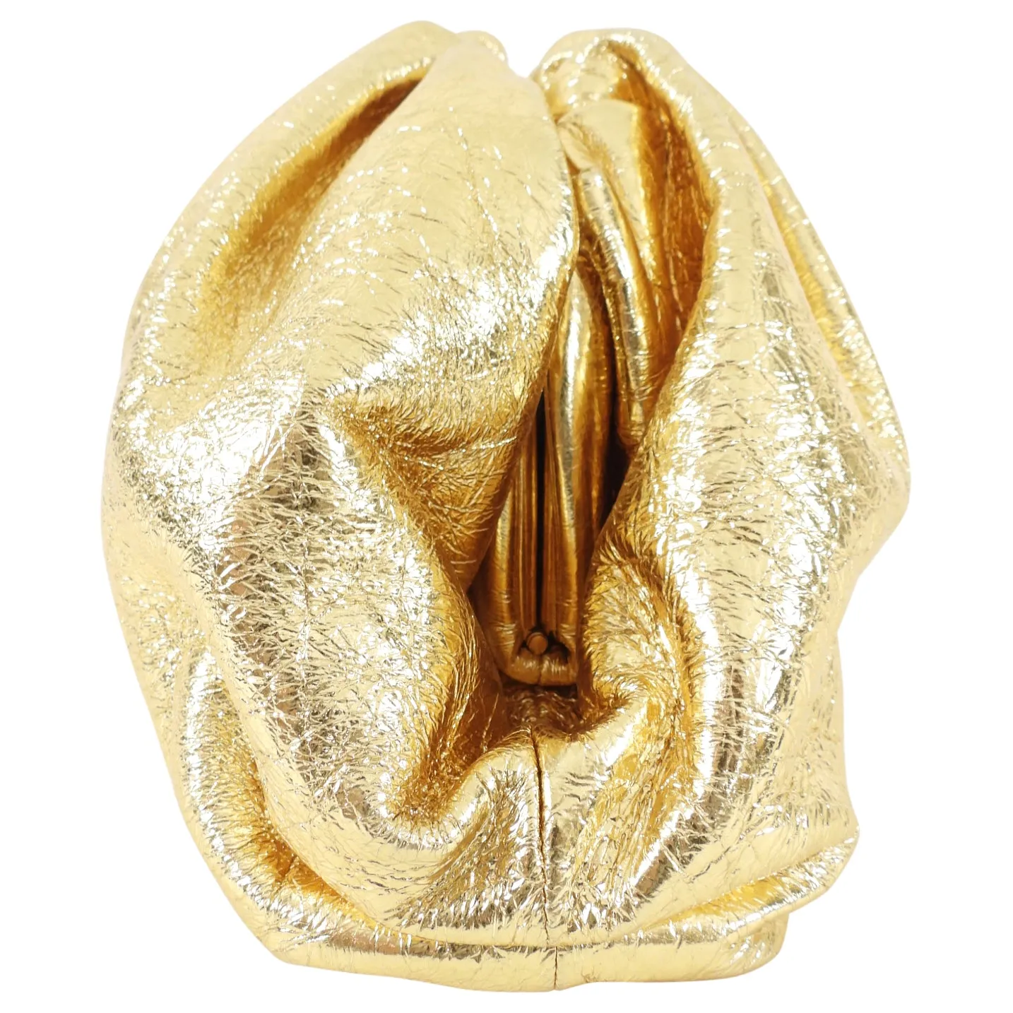 Bottega Veneta Gold Oro Wrinkle Large Leather The Pouch Clutch Bag