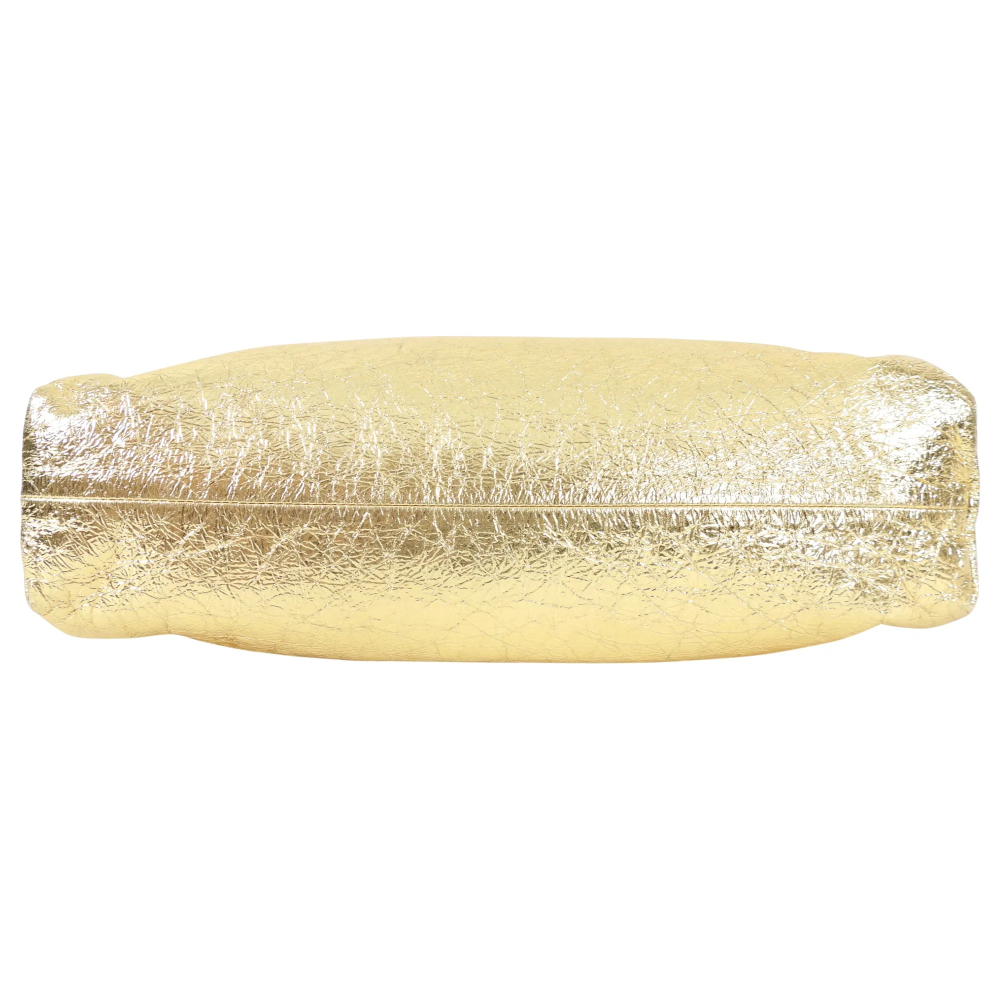 Bottega Veneta Gold Oro Wrinkle Large Leather The Pouch Clutch Bag