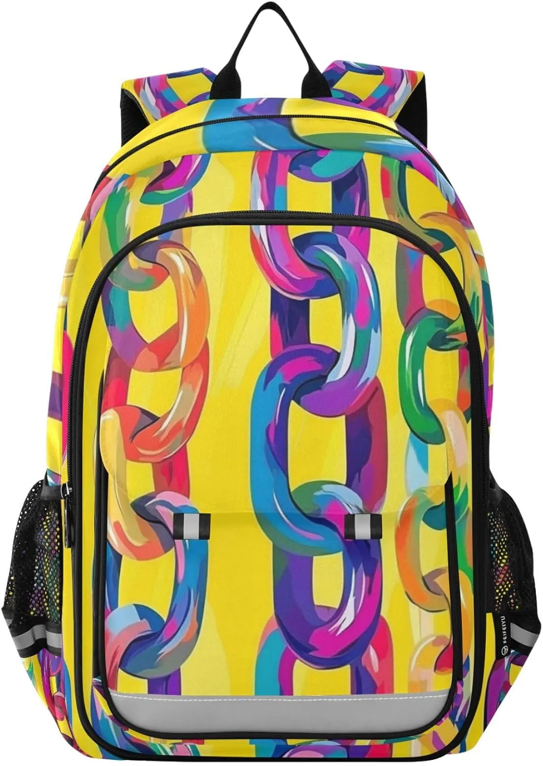 Boys Girls School Bag Chain Link Colorful Large Capacity Travel Backpack with Chest Strap