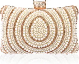 Bridal Wedding Evening Handbags Pearl Beaded Purses for Women Luxury Clutch Bag with Chain