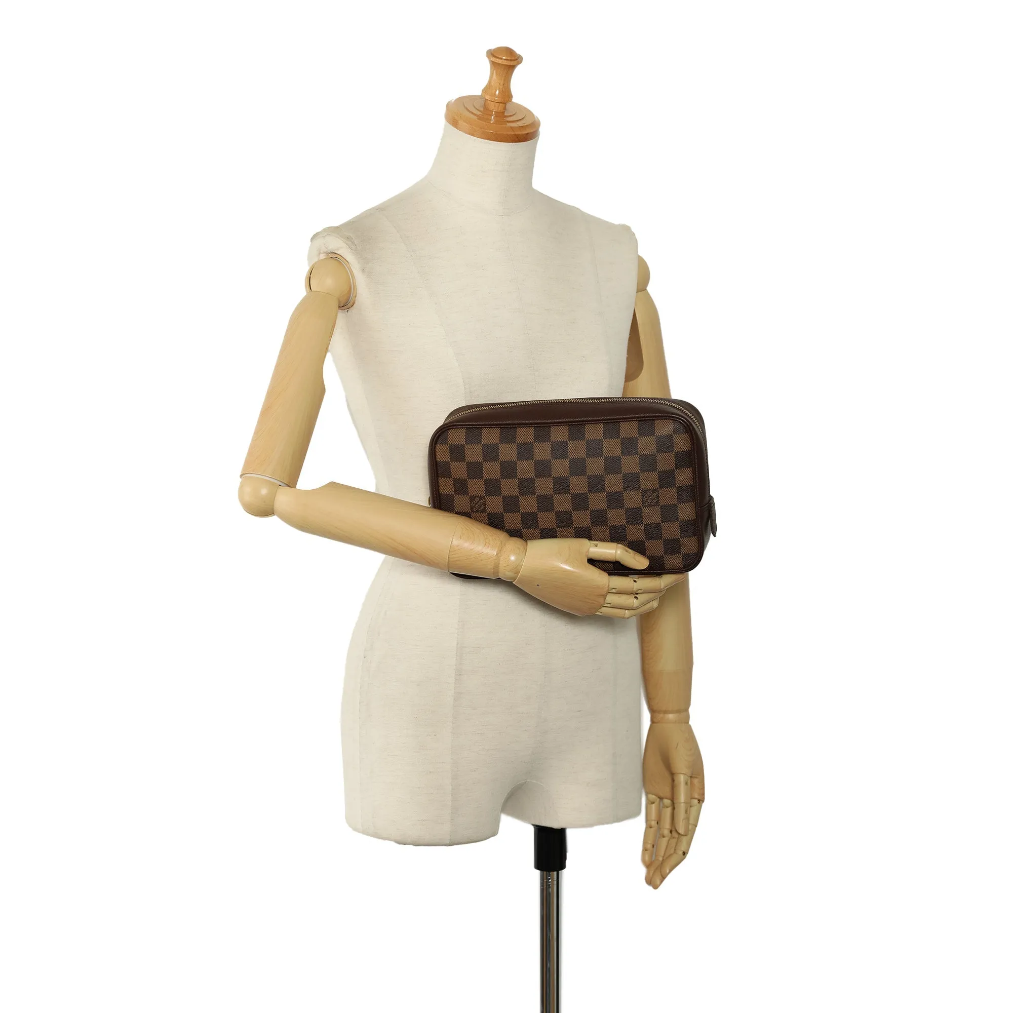 Brown Louis Vuitton Damier Ebene Trousse Toilette 25 Pouch