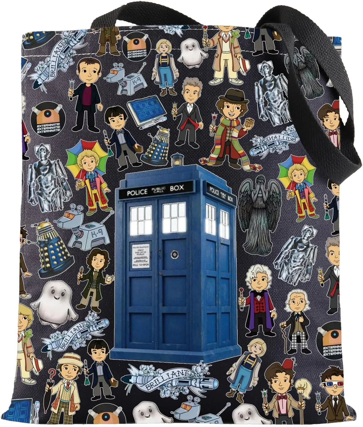 BWWKTOP Police Box Tote Bag William & Patrick Doctor Series Fans Gift Police Box Shoulder Bag For TV Show Fans