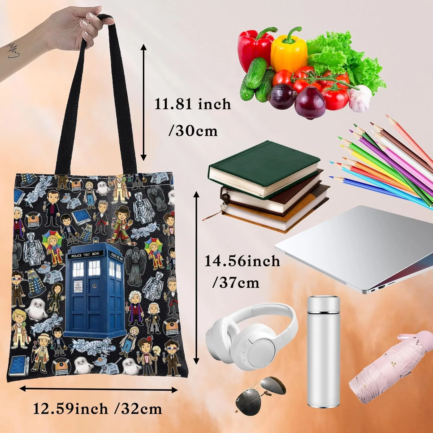 BWWKTOP Police Box Tote Bag William & Patrick Doctor Series Fans Gift Police Box Shoulder Bag For TV Show Fans