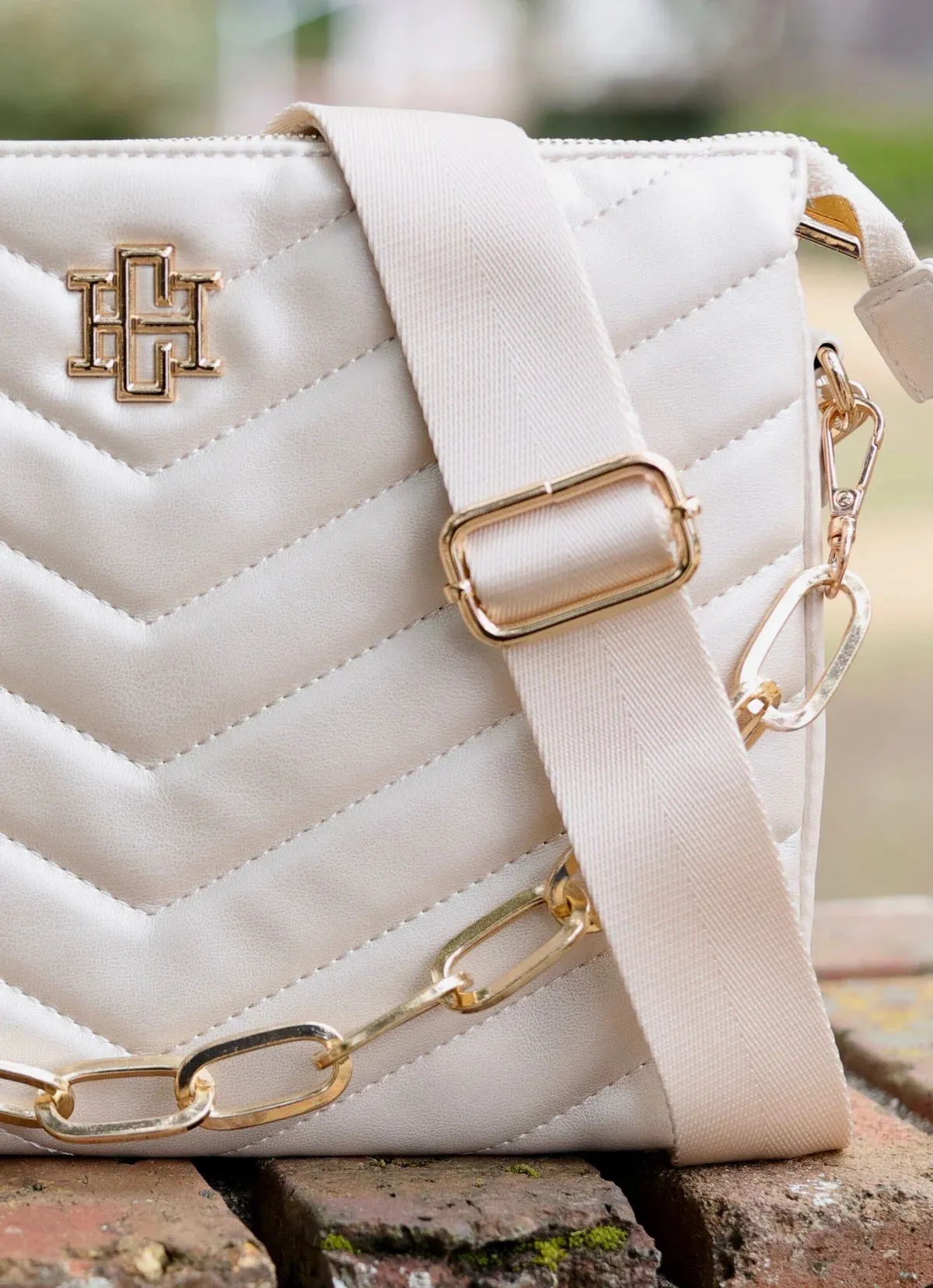 Caroline Hill Ariana Crossbody Metallic Sand