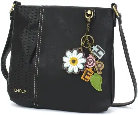 CHALA Laser Cut Crossbody Faux Leather Black