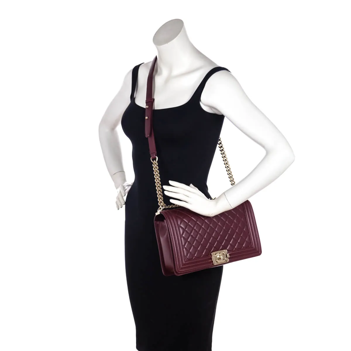 Chanel Red Quilted Lambskin Large Boy Flap Bag