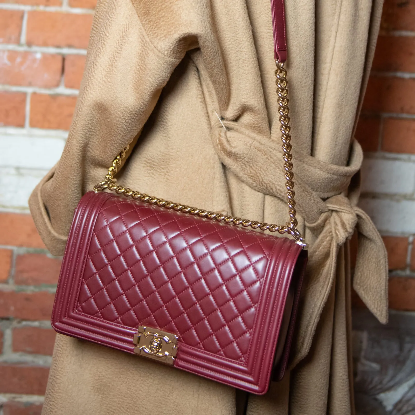 Chanel Red Quilted Lambskin Large Boy Flap Bag