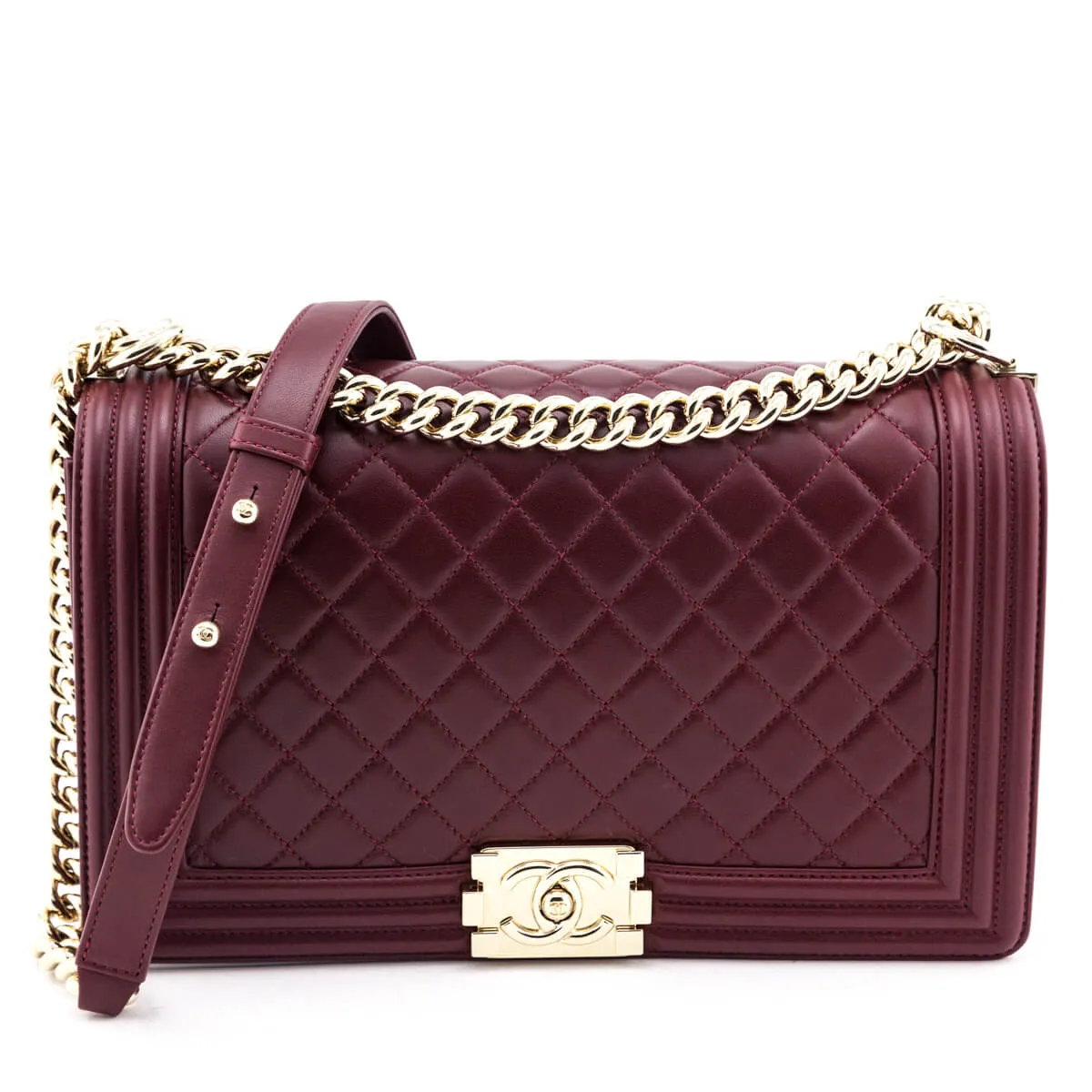 Chanel Red Quilted Lambskin Large Boy Flap Bag