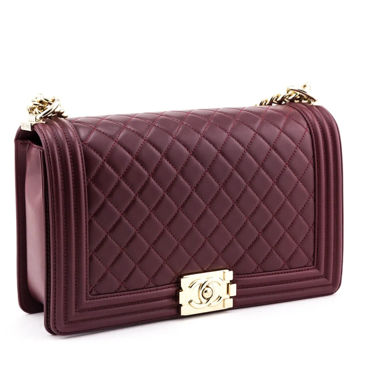 Chanel Red Quilted Lambskin Large Boy Flap Bag