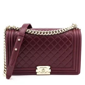 Chanel Red Quilted Lambskin Large Boy Flap Bag