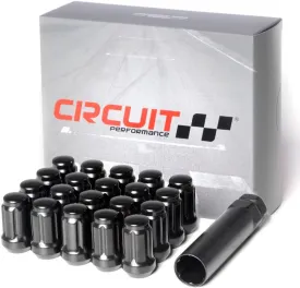 Circuit Performance Spline Drive Tuner Acorn Lug Nuts 1/2x20 (Black, 20 Lug Nuts)