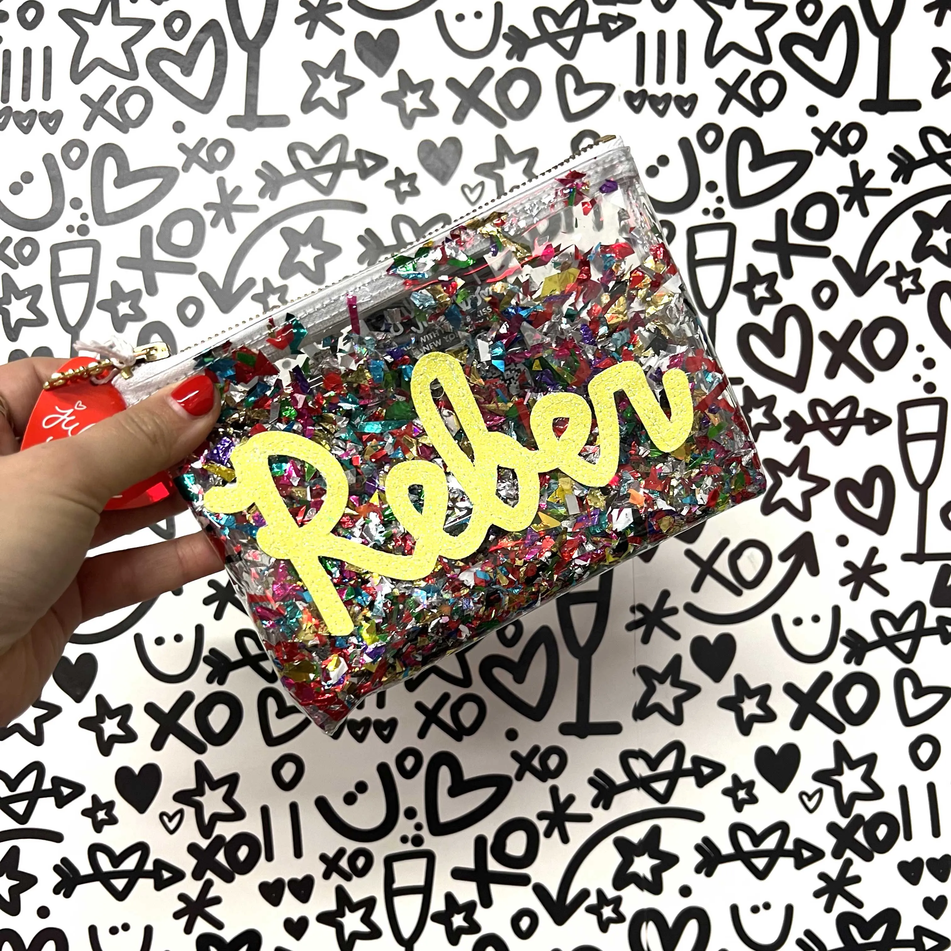 Clear Confetti Midi Clutch! 🎉✨