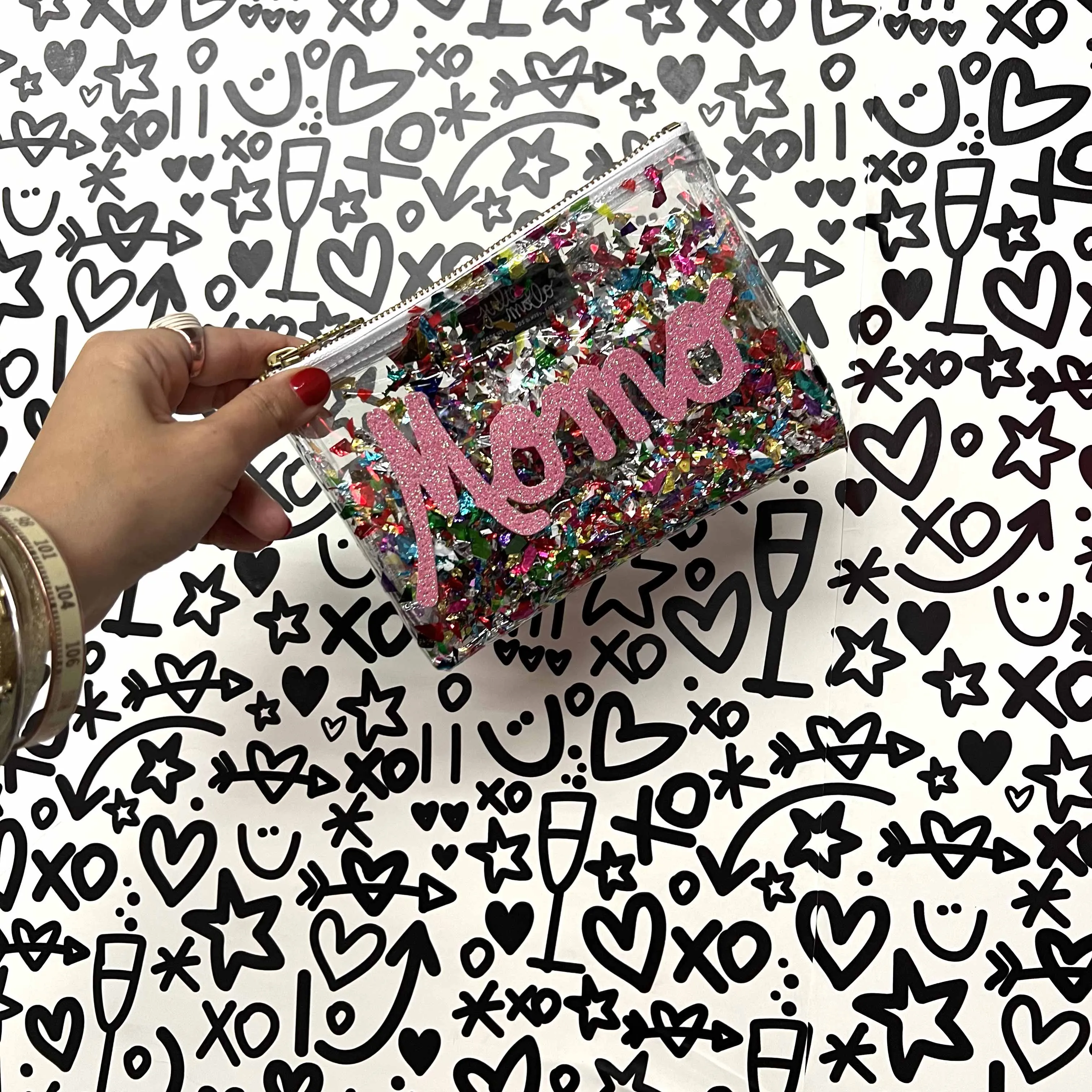 Clear Confetti Midi Clutch! 🎉✨