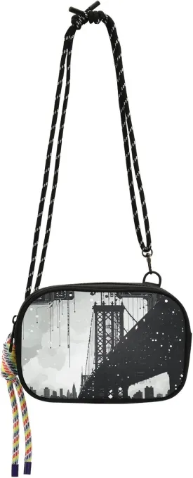 Cross Body Bag Circuit Board Bridge Black Shoulder Handbag with Adjustable Strap and Inner Pocket Fanny Pack Small Sling Backpack Hobo Purse for Women Men Travel Work