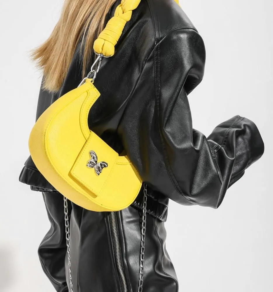 Crossbody Bag for Women Vegan Leather Hobo Handbags Tote Handbag Purse Shoulder Bucket Bag with Chain Straps