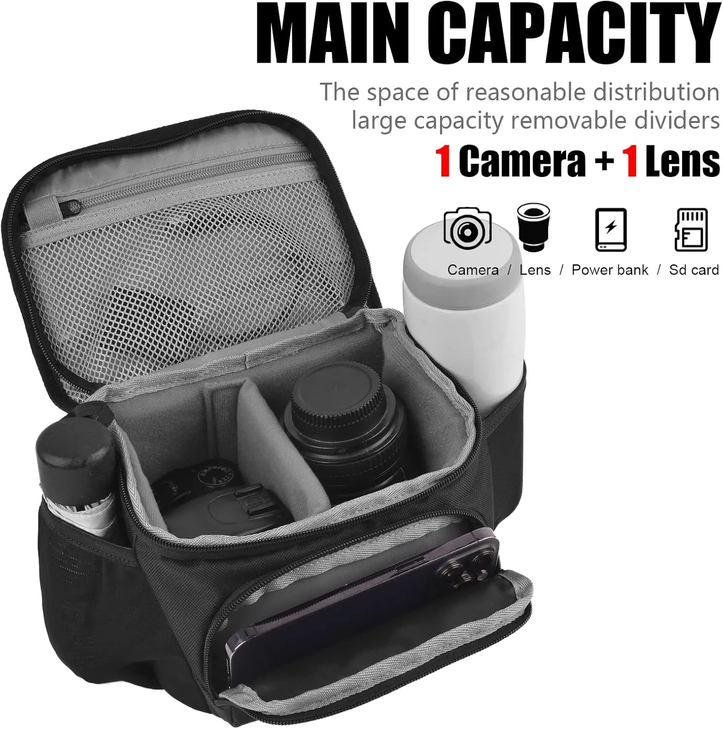 Cwatcun Small Camera Sling Bag Crossbody Camera Shoulder Case, Waterproof Travel Photography Camera Messenger Bag for Canon, Nikon, Sony, Fuji DSLR/SLR/Mirrorless Cameras, Lens and Accessories